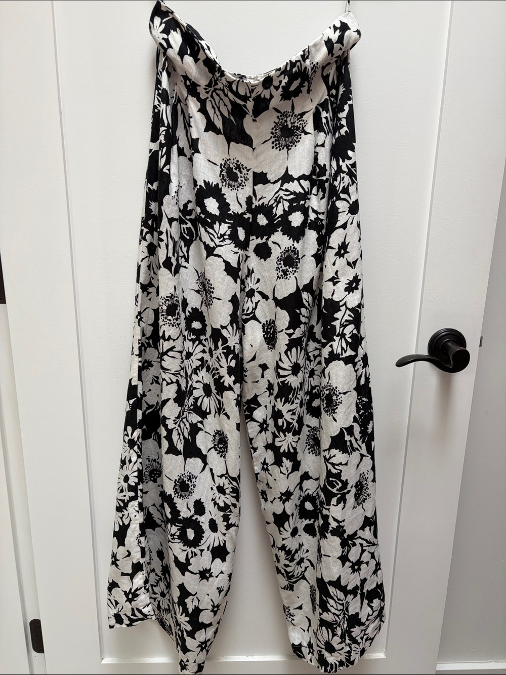 Faithfull the Brand Black & White Floral Wide-Leg Pants